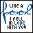 Pixelated blue and black text on white background reads "LIKE A FOOL I FELL IN LOVE WITH YOU" with a small blue star in bottom right corner.