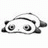 Pixelated grayscale image of a panda lying on its back with eyes closed, positioned next to a black background with white text reading 'AnimeIM' and 'com' in a stylized font.