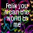 Pixelated text messages on a black background with colorful abstract line art, featuring repeated phrases about loving 'Felin' and 'Don't you ever forget that'.