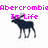 Pixelated image with pink text 'Abercrombie Is Life' overlaid on a dark moose silhouette against white background.