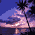 Pixelated static image of a stylized tree with purple and pink foliage against a blue sky background, rendered in low-resolution 8-bit style with visible dithering and pixelation.