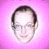 Six display a person's face with varying color filters and effects across different backgrounds