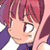 Pixelated anime-style character face with pink hair and purple clothing, static single-frame icon.