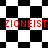 Black-and-white checkered pattern with red text 'ZIONEIST' repeated across four positions on the