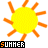 A contact sheet of 11 animated frames showing a yellow sun icon with orange rays and the word 'SUMMER' in black text below each frame, arranged in a 4x3 grid on a white background with one gray placeholder cell.