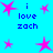 Pixelated blue background with pink star shapes and repeated text "i love zach" in dark blue pixel font.