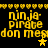 Yellow pixelated text and symbols on black background with animated star changes.