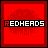 Red background with pixelated lips and text 'REDHEADS' or 'HAVE MORE FUN' in white and red lettering, showing animation changes in text color and lettering.