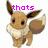 Pixelated Eevee-like creature with brown fur, white ruff, and large ears appears in three variations with distinct pink text above each.