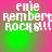 Pixelated text 'emie rembert ROCK 8!!!' on a pink-green gradient background with four identical quadrants.