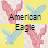 Pixelated icon with pink rabbit ears, yellow background, and black text reading 'American Eagle' in two lines.