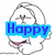 A cartoon character with a neutral expression has four colored text overlays: blue 'Happy', green 'Easter', red 'from', and pink 'ElliottM2'.