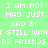 Pixelated text on green background with blue highlight changes across three repeated sections, displaying phrases like 'I AM NOT MAD JUST SAD BC' and 'I STILL WANT BE FRIENDS.'
