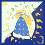 Pixelated animated icon shows a figure in blue dress with white trim and yellow hair against dark blue background, transitioning through multiple poses.