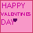 Pink background with 'HAPPY VALENTINE'S DAY' text and a purple heart icon in different positions across frames.