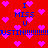 Red background with pink heart shapes and blue text reading "I MISS U" and "JUSTIN!!!!!!!!" repeated across the image.