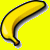 Two yellow bananas on a bright yellow background, one with text reading "I need my banana" in black and yellow pixelated font.