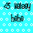 Cyan background with white circles and a wavy line; four identical show 'hoho' text below 'kloay' with a small icon, all in dark blue pixelated font