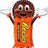Pixelated character in orange outfit with 'R' and candy bar graphic, arms raised against white background; yellow with red text reading "RUN RUN as fast as u can"
