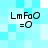 Four identical pixelated text elements arranged in a on a light blue checkered background