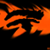 Pixelated orange flame-like shapes on a black background with no visible text or distinct objects.