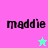Four display 'maddie' text with star symbols; top-left and bottom-left have pink and cyan backgrounds respectively, while top-right and bottom-right are purple. The stars alternate between light green and magenta