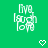 Green background with white pixelated text 'Live Laugh Love' and two pixelated heart symbols below.