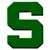 A single green stylized letter S icon with a pixelated appearance on a white background.
