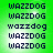 Green background with repeating dark blue text 'WAZZDOG' in pixelated font across four quadrants, showing subtle brightness variations between observations.
