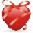A static red heart-shaped icon with a ribbon tied in a bow at the top, featuring a diagonal white stripe across its surface.