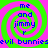 Four identical display a green and pink spiral background with blue text reading 'me and jimmy r evil bunnies' in a pixelated font