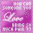 Two side-by-side animated frames of a purple-themed buddy icon with pixelated text and motion effects on the word 'Love'