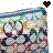 Pixelated static image with multicolored background and scattered small squares, featuring a dark red heart symbol in the top-right corner.