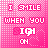 Pixelated pink gradient background with white text reading "I SMILE WHEN YOU SIGN ON" in three , displayed across multiple