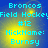 Blue background with yellow glow effect displays text: Broncos Field Hockey #12 NickName: Burnsy in cyan pixelated font.