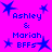 A static digital image with a bright pink background and blue text reading "Ashley & Mariah BFFs" surrounded by blue star shapes.