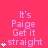 Pink background with repeated text 'It's Paige Get it straight' and white star icons varying in quantity across positions
