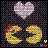 Pixelated icon with heart-shaped top and stylized '3D' text below on dark checkered background.