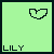 Pixelated heart-shaped icon with varying open/closed states on light green background, labeled 'LILY' in blocky text below.