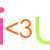 Pixelated icon with pink vertical bar, orange '<3' symbol, and green curved line on white background.