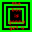Four identical square arranged in a , each containing nested green and black squares with red text reading "the box is gonna get u"