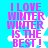 Bright cyan background with four identical pink text blocks reading 'I LOVE WINTER WINTER IS THE BEST!' and white snowflake shapes.