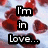 Pixelated image with red heart shapes on left side and blue water with green trees on right side, overlaid with black text boxes containing white text.