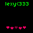 Green text 'lexy<333' above pink and purple pixel hearts on black background, two identical frames side-by-side.