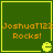 Four green square with yellow borders display orange text and a pixelated Pac-Man icon, each showing identical content
