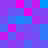 square pixels in varying shades of purple and blue with scattered bright pink accents