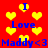 Red background with yellow heart shapes and blue text reading "I Love Maddy<3" repeated across the image.