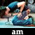 Animated contact sheet showing a person in blue clothing performing a physical action over another seated figure, with text overlay reading "am I turning you on?" across multiple frames.