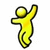 Six yellow stick figures in various jumping poses on a white background, each with distinct arm and leg positions.