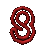 Two red spiral shapes on gray background; left shape is solid dark red with sharp edges, right shape has gradient from light pink to dark red with blurred edges.